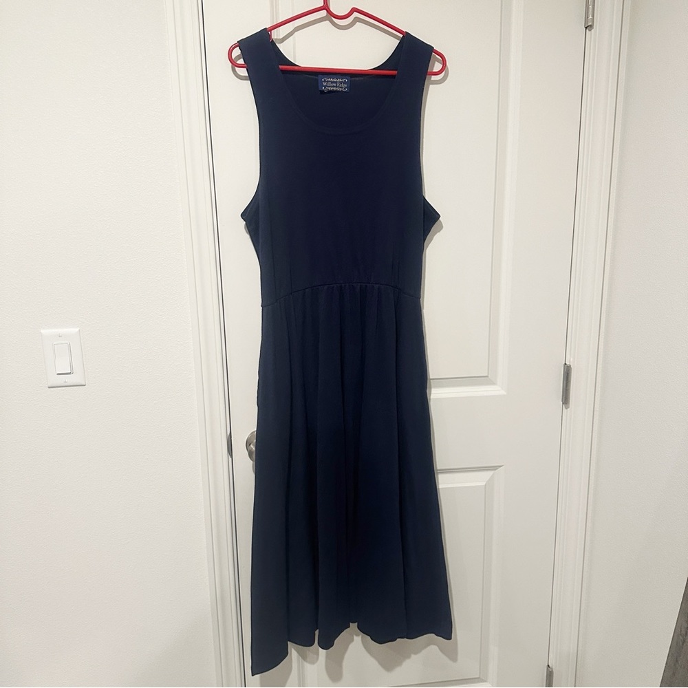 Vintage Willow Ridge Navy Blue Sleeveless Dress Pockets USA Made Size Large